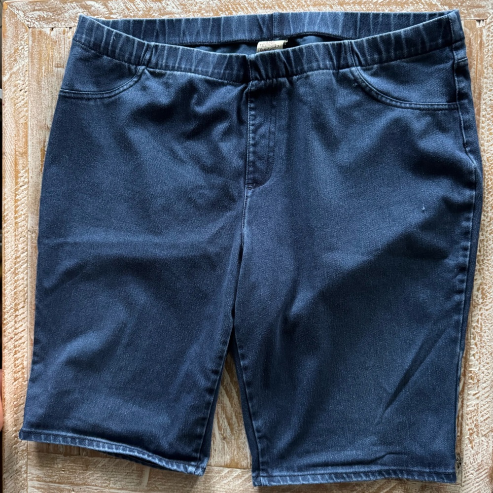 👖 Faded Glory Dark Blue Jean Shorts XXL | Stretchy Pull-On w/ Back Pockets 👖